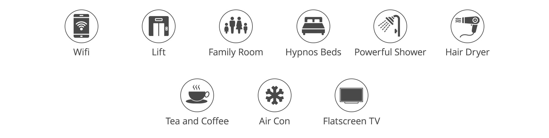 Facilities available icons